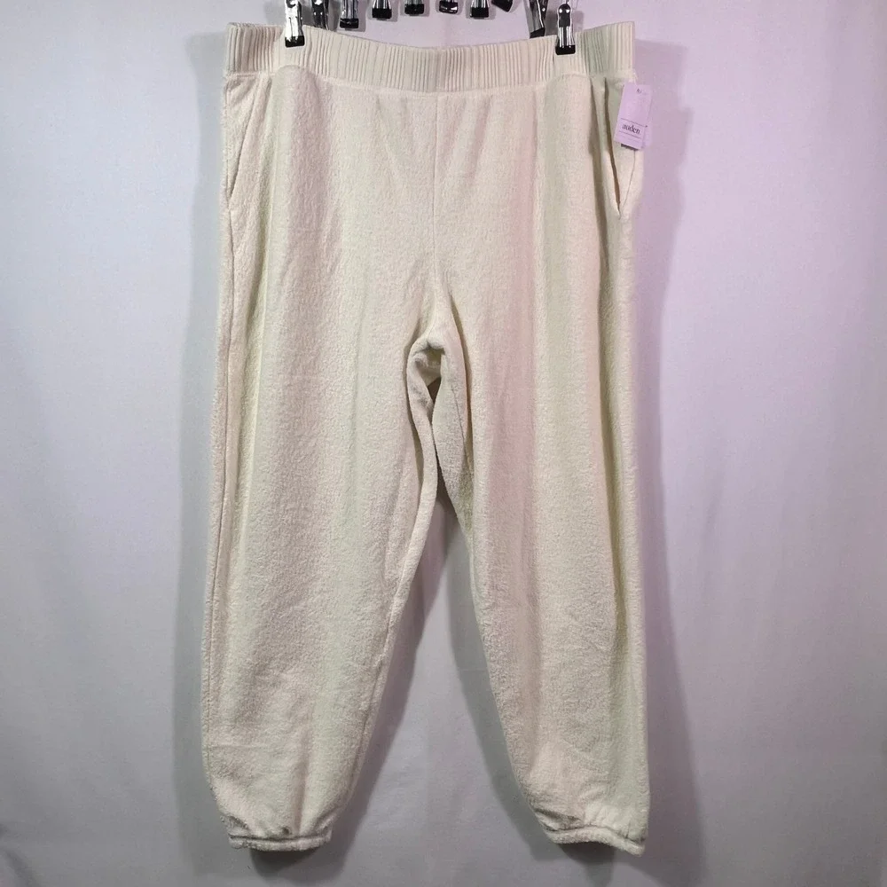 Auden Lounge Jogger Pants XXL Cream Soft Cozy Elastic Waist Pocket